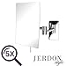 JERDON Wall Mount Makeup Mirror with 5X Magnification - 8.75” x 6.5” Rectangular Mirror Extends 14” – Chrome Finish – Model JRT695C