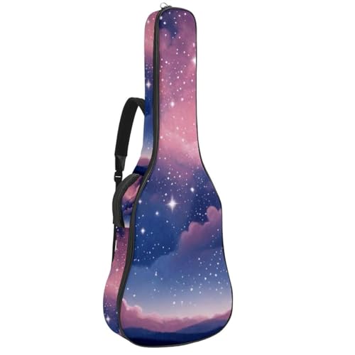 Sac pour guitare acoustique 41 pouces imperméable avec poches et motif ciel étoilé rose Housse