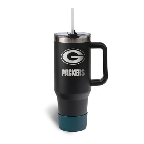 Image of The Memory Company NFL 40oz Game Day Tumbler - Premium Stainless Steel Double-Wall Vacuum Insulated Travel Cup with Removable Silicone Base , Laser Engraved Team Logo, Hot & Cold Drinks