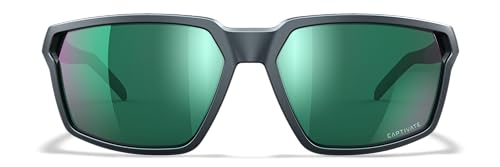 Wiley X WX Sierra Sunglasses Safety Glasses for Men Shatterproof UV Eye Protection for Combat and Shooting Captivate Polarized Green Mirror Lenses Matte Graphite Frames4