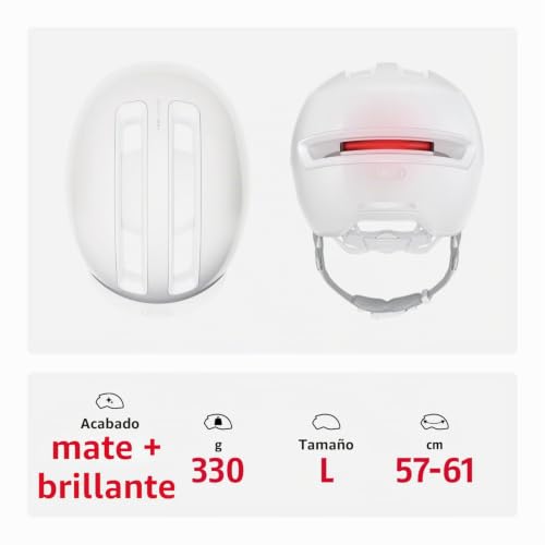 Casco de bicicleta con luz trasera LED magnética ABUS HUD-Y moderno color blanco puristic 2