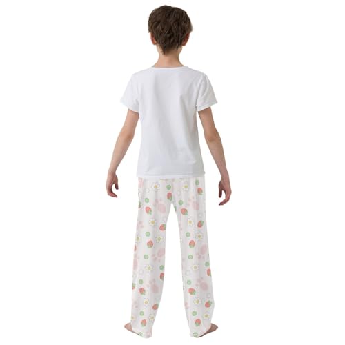 Cat's Paw Strawberry Flower Boys Pants for Kids Jogger Pants with Pockets S-XL3