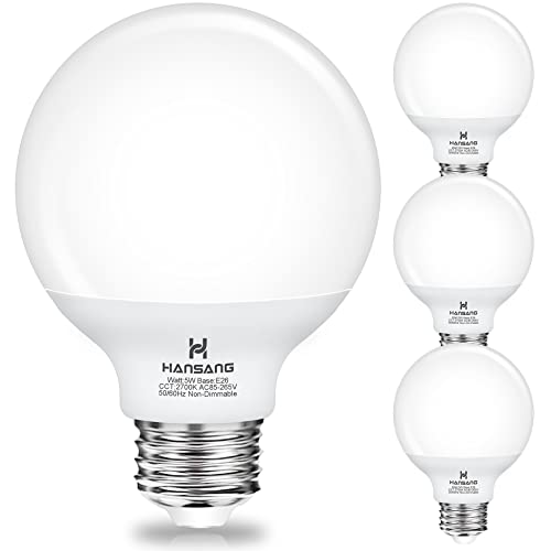 Image of G25 LED Globe Light Bulbs, Bathroom Vanity Light Bulbs E26 Base Warm White 2700K for Bedroom Makeup Mirror Lights, 60W Equivalent(5W), 500LM Non-dimmable,4Pack