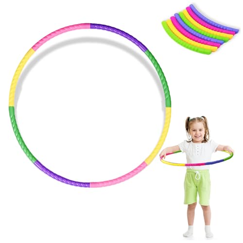 FENGCHUANG Hula Hoop Reifen Kinder 68cm Kunststoff Abnehmbares Hullahub Reifen für Kinder 185g mit 8 Teilen Einstellbar Hula Hup Reifen für Fitness Gymnastik Tanzspiele Kinder und Erwachsene