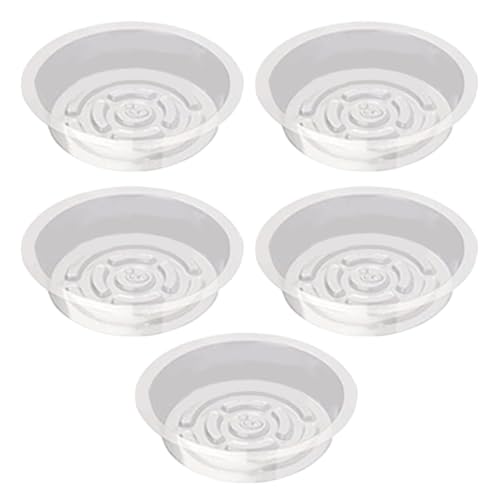 植木鉢トレイ - 透明な花受け皿、耐久性のあるプラスチック素材、耐水性と再利用可能なデザイン |屋内屋外用プレート5枚、家具の床保護、植物のあらゆるニーズに安定した耐久性を提供します