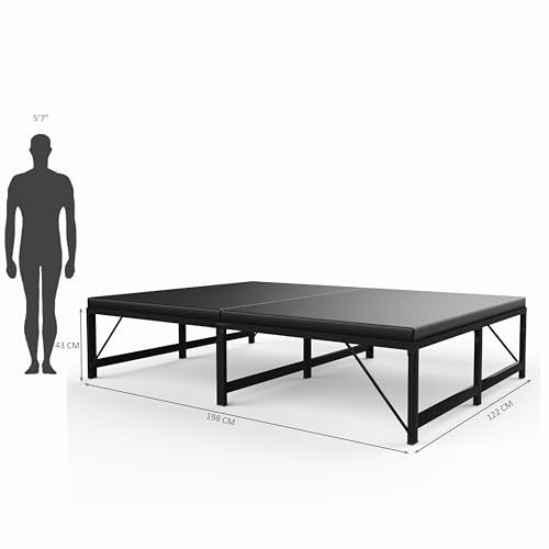 Image of Honey Touch Base Folding Double Bed with Mattress | No Assembly Required | Foldable Bed for Sleeping /Guests /Rented Apartments /Bedroom(4x6.25ft, Black)