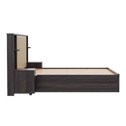 Image of Wakefit Bed | 3 Yr Warranty | King Size Bed, Storage Box & Beige Fabric Cushioned Upholstery Headboard, Density:680-750 kg /m, Termite & Borer Resistant, Fits Mattresses Up to 8 inches(Noctis78x72-WM)