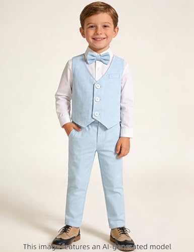 Image of A&J DESIGN 4pcs Baby & Toddler Suit, 12 Months - 5T, Shirt & Pants & Vest & Bow Tie
