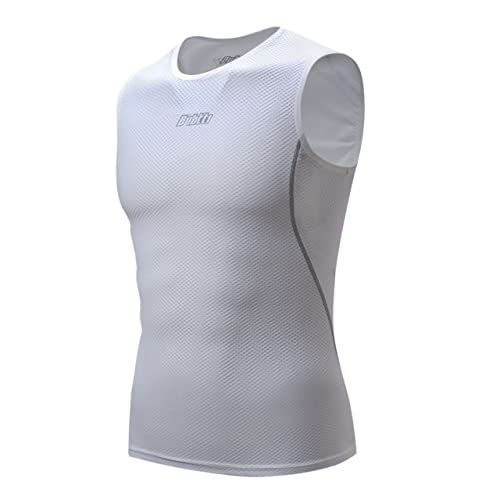 bpbtti Men's Cycling Base Layer Sleeveless Jersey Bike Undershirt Summer Bike Tank Top Sports Vest Breathable White M