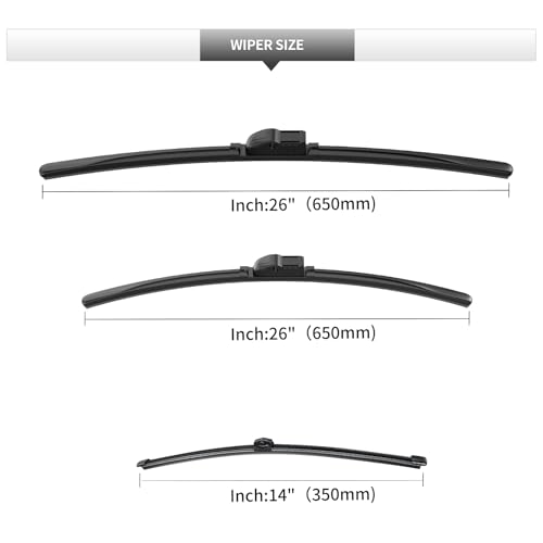 Image of Front and Rear Windshield Wipers for Porsche Cayenne 2011-2018 | Quiet and Streak-Free Front and Back Wiper Blades Assembly All-Season OEM Automotive Replacement Accessories