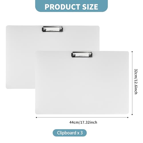 Aramanara 3 Pcs A3 Clipboards, Extra Large Landscape Clipboards with Metal Low Profile Clip - Image 2