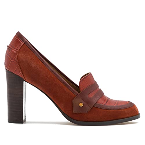 Image of MOOMMO Women Chunky Block Heel Pumps Round Closed Toe Slip On Oxford Loafers Shoes High Heels Snakeskin Work Pump Suede Loafer for Office Ladies Classic Formal Business Professional 4-13 M US