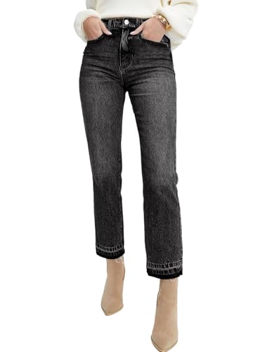Astylish Womens High Waisted Straight Leg Ankle Jeans Casual Stre...
