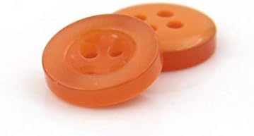 WaNana 50Pcs of Multicolor Wide Edge Resin Button - Hand Sewing DIY Pearlescent Button - Replacement Button for Shirts Cotton Jackets Orange 11mm X 50Pcs