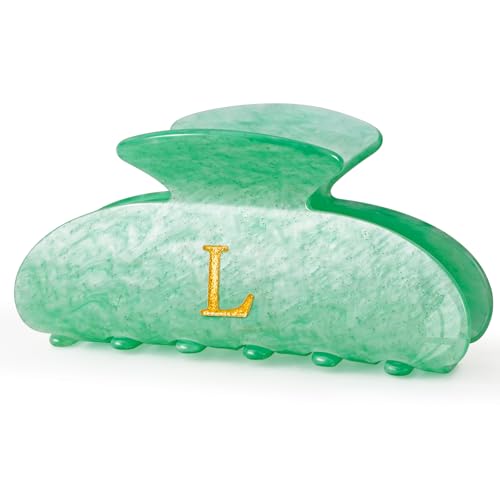Image of Birthday Gifts for Teens Girls - Initial Letter Hair Clips | Personalized Hair Claws | Birthday Gifts for Women | Christmas Gift for Teens Girls Stocking Stuffers - Green,L