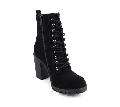 Image of Soda Women's Malia Faux Lace Up Chunky Lug Sole Combat Boot