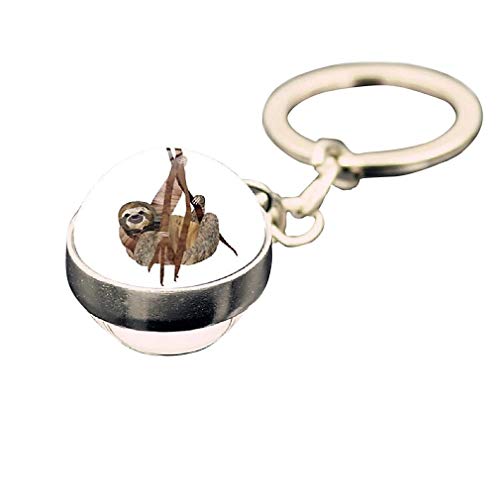 The Crafty Owl Glass Ball Sloths Key Chains. Single Item or Set of 3 Random Designs (04)