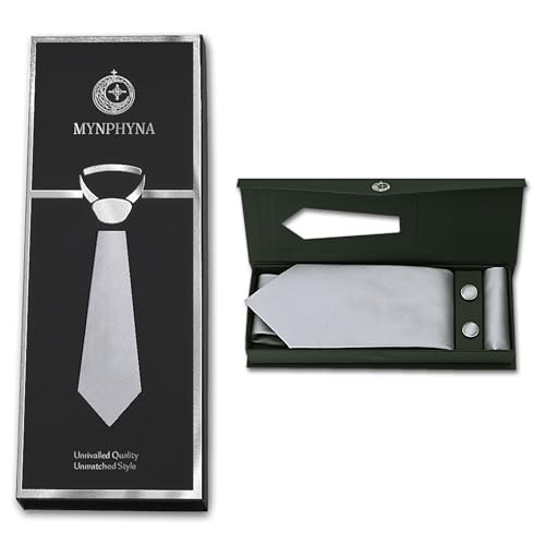 Image of Men's Tie Set with Pocket Square, Cufflinks and Gift Box | 100% microfiber; tie 59 x 3.15 in; square 10 x 10 in; gift box included