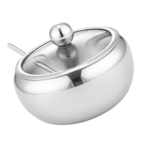 Garneck 1 Set Spice Jar Sugar Container Condiment Jars Sugar Spoon Sugar Dispenser Salt Dispenser Spice Dispenser Sugar Jars Spic e Jar Seasoning Jar with Spoon Stainless Steel Silver