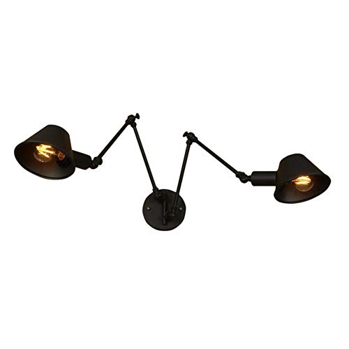 KBEST Applique Murale Vintage Style Industriel Métal Fer Appareils d'éclairage à 2 Bras réglables à Bras articulés Cover