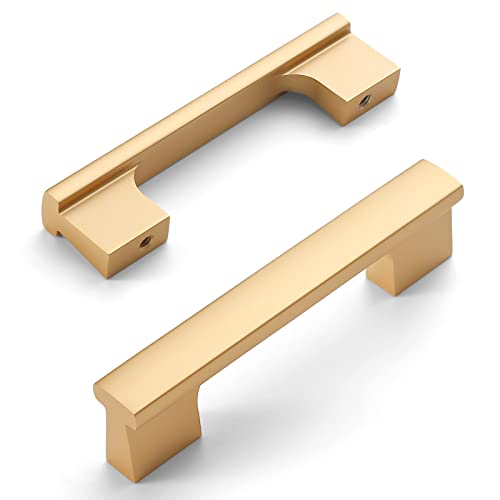 Amerdeco 10 Pack Brushed Gold Cabinet Pulls 3 Inch(76MM) Hole Centers Kitchen Cabinet Handles Hardware Kitchen Handles for Cabinets Cupboard Handles Drawer Pulls
