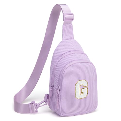 Image of Viverte Small Corduroy Sling Bag Initial Crossbody Bag Fanny Pack for Girls Personalized Birthday Gifts for Teen Girls Gifts