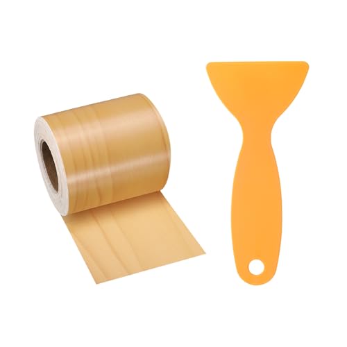 Image of HARFINGTON Wood Grain Repair Tape 2 Inch x 33ft Self Adhesive Repair Patch Tape Simulated Wooden Floor Tapes with Plastic Scraper for Tables Doors Windows Furniture, Cherry