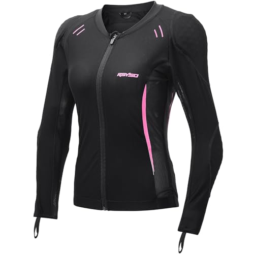 RSYSO Women's Armored Motorcycle Shirt with CE Certified Protective Mesh Jacket with Reflective Strips, All Season Motorcycle Riding Shirt for Motorcycle Bicycle Scooter Riding Gear