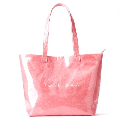 Image of KALIDI PVC Zipper Tote Bag, Jelly Kraft Paper Beach Bag Large Hobo Carry All Travel Shopping Handbag Plastic Shoulder Bag