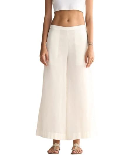 Image of ATARAH Women Cotton Flared Solid Color Trouser -