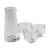 COLLBATH Juego de Sake Tradicional Awamori Juego de 1 Tetera Y 3 Tazas Cristalería Exquisita para Ocasiones Especiales