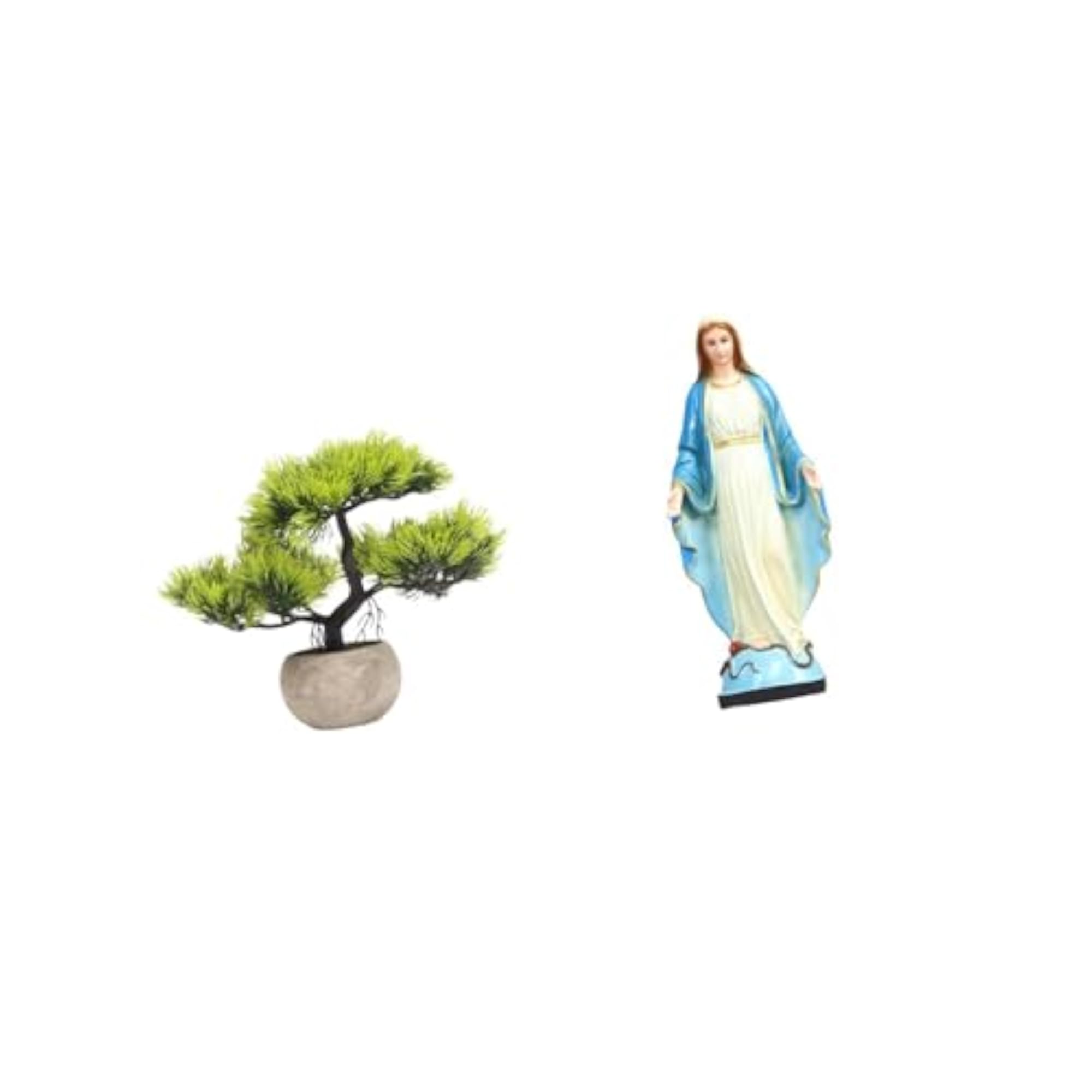 Graceful Bonsai Lady Artificial Greenery Statue Decor