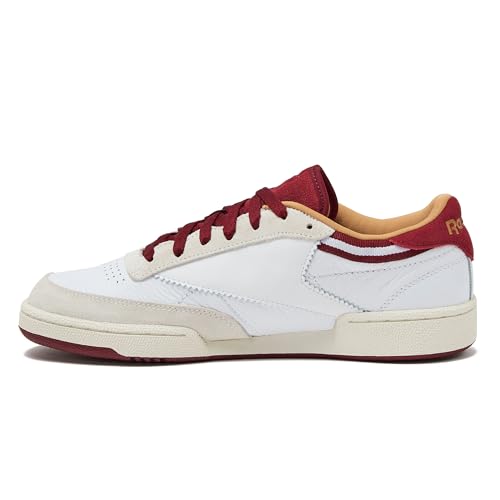 Reebok Club C 85 Mens Tennis Shoes, Casual Fashion White Sneakers for Men, White/Retro Red/Chalk, 10.5