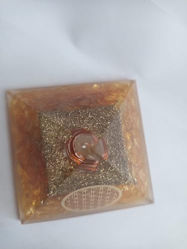 Pyramide orgone Citrine Fleur de Vie grande taille pour harmonie maison - 6