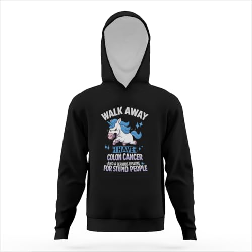 Funny Colon Cancer Cute Unicorn Warrior Hoodies for Teen Girls Boys Lightweight Kangaroo Pocket Sweatshirt3