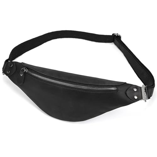 Bandolera de cuero para hombre 1033FMH, bolso retro negro de negocios