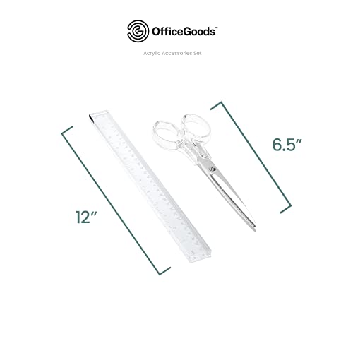 image for OfficeGoods 3 Piece Acrylic Desk Set - Includes Ruler, Staple Remover,