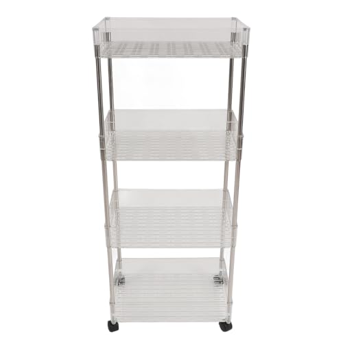 JAOCDOEN Newborn Cart Baby Changing Table Cart with Wheel Newborn Nursery Storage Organizer Movable 4 Layer Transparent Rectangle L