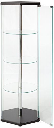 Hexagon Shaped Curio Cabinet Black and Clear