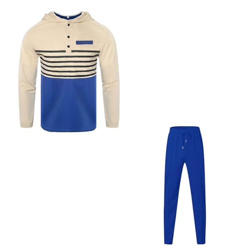 Pantalon décontracté à rayures homme ensemble fluide respirant à capuche - 4