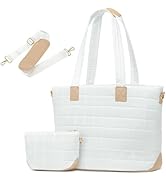 SUIKIHUM Large Travel Tote Bag for Women, Quilted Puffy Tote Bag with Detachable Shoulder Strap, ...