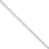 Black Bow Jewelry 3mm Sterling Silver Solid Rope Chain Necklace, 18 Inch