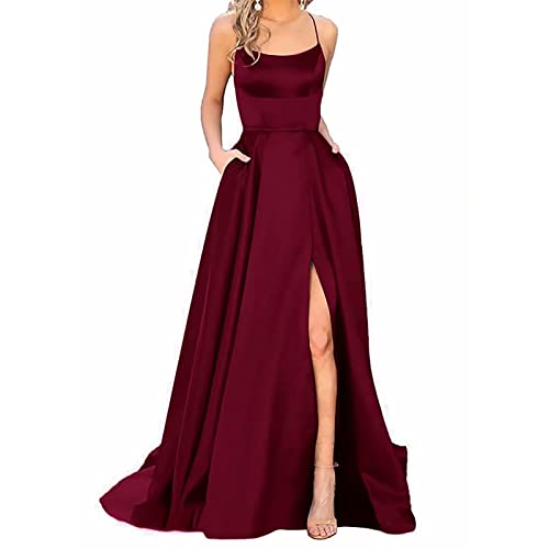 Robe de soirée longue pour femme élégante en satin noir style robe droite en V