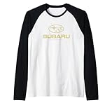Subaru Distressed Star Logo in Yellow Car Company Manche Raglan