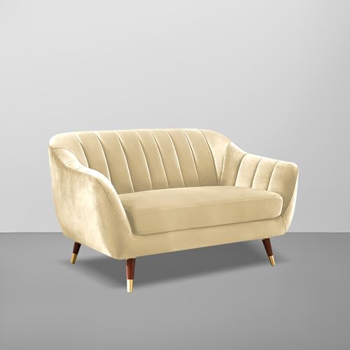 Image of Casaliving Anyse 2 Seater Sofa Set for Living Room (Cream Fabric) Premium Fabric Sofa