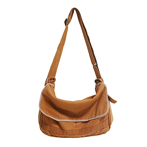 Bolso bandolera de lona vintage para hombres y mujeres, bolso cruzado Harajuku Streetwear, Caqui