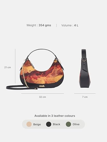 Image of ZOUK Women's Vanya Baguette | Crossbody Vegan Leather Sling Bag | Detachable Strap