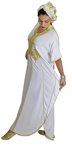 Moroccan Caftans Women Butterfly Hand Made With Gold Embroidery Long One Size White #TOP7
