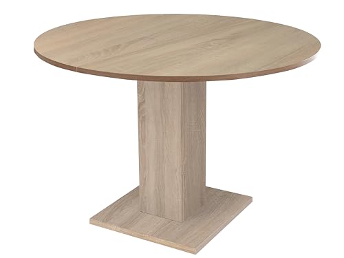 DEINE TANTE EMMA Tap/Rund_90 Esstisch RUND Küchentisch Eiche Sägerau Nb. ausziehbar 90 cm Durchmesser