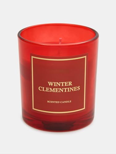Bougie parfumée clémentine 200g : bougie décorative rouge de Noël